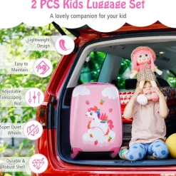 Costway 2PC Kids Carry On Luggage Set 12