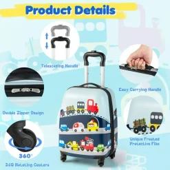 Costway 2PC Kids Carry On Luggage Set 12