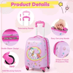 Costway 2PC Kids Carry On Luggage Set 12