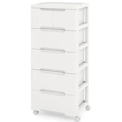 Costway 1/2 PCS 6-Drawer Plastic Rolling Storage Cart with 4 Universal Wheels Dresser Cabinet