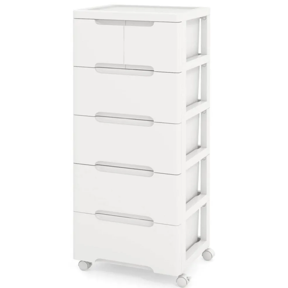 Costway 1/2 PCS 6-Drawer Plastic Rolling Storage Cart with 4 Universal Wheels Dresser Cabinet