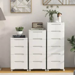 Costway 1/2 PCS 7-Drawer Plastic Rolling Storage Cart with 4 Universal Wheels Dresser Cabinet