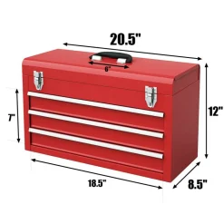 Costway Portable Tool Chest Box Storage Cabinet Garage Mechanic Organizer 3 Drawers Black/Red/Blue