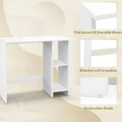 Costway Small Computer Desk with Storage Modern Writing Desk with Adjustable Shelf White/Black