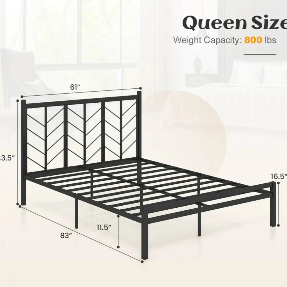 Costway Twin/Full/Queen Size Platform Bed with Headboard 11.5" Under Bed Storage Easy Assembly