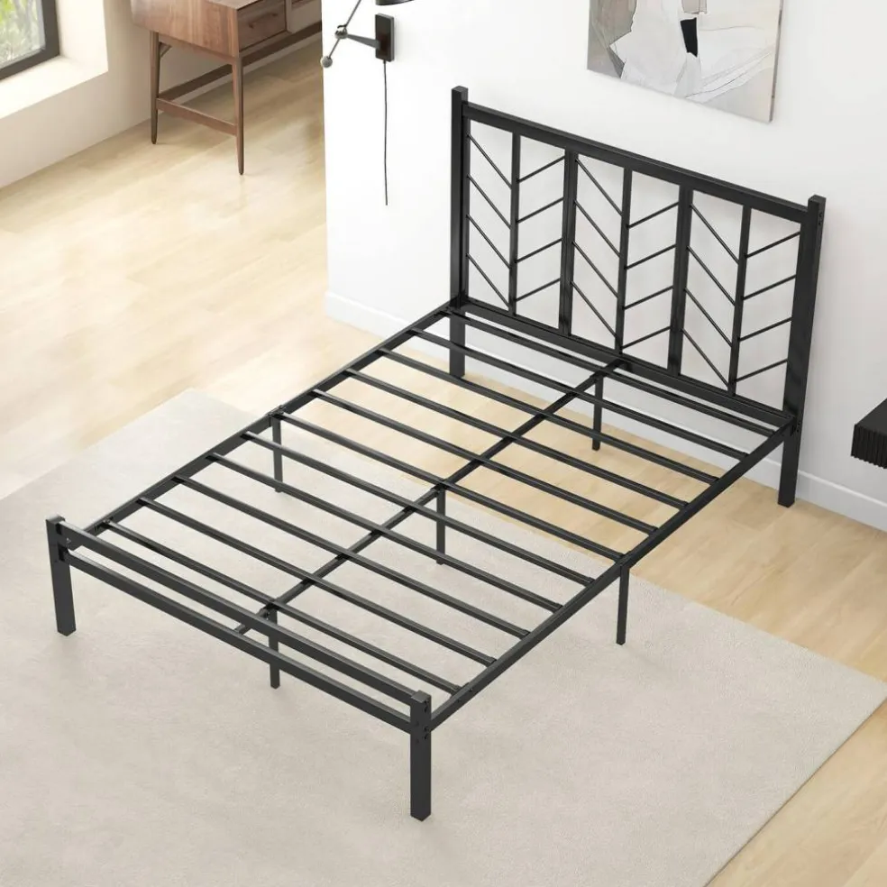 Costway Twin/Full/Queen Size Platform Bed with Headboard 11.5" Under Bed Storage Easy Assembly