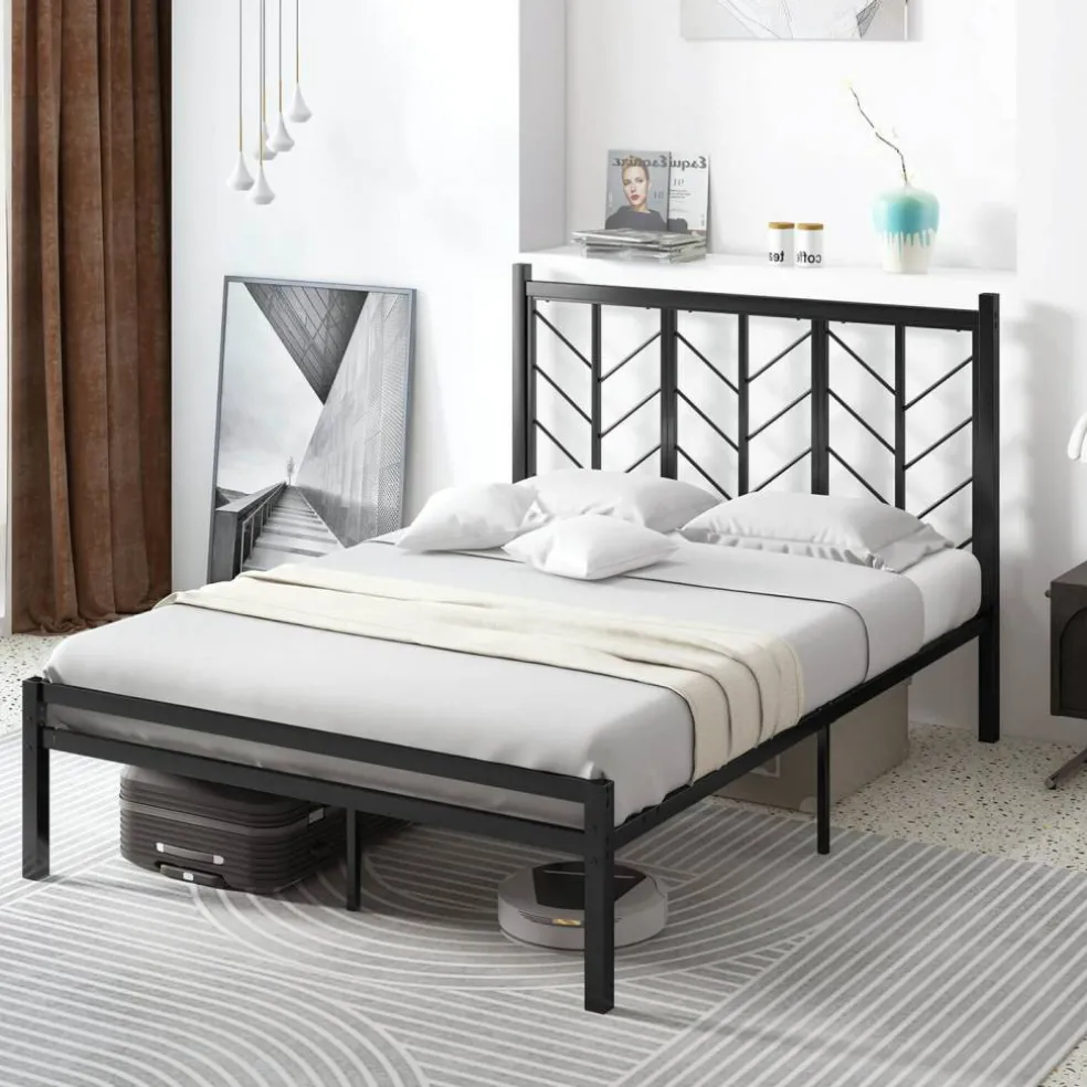 Costway Twin/Full/Queen Size Platform Bed with Headboard 11.5" Under Bed Storage Easy Assembly