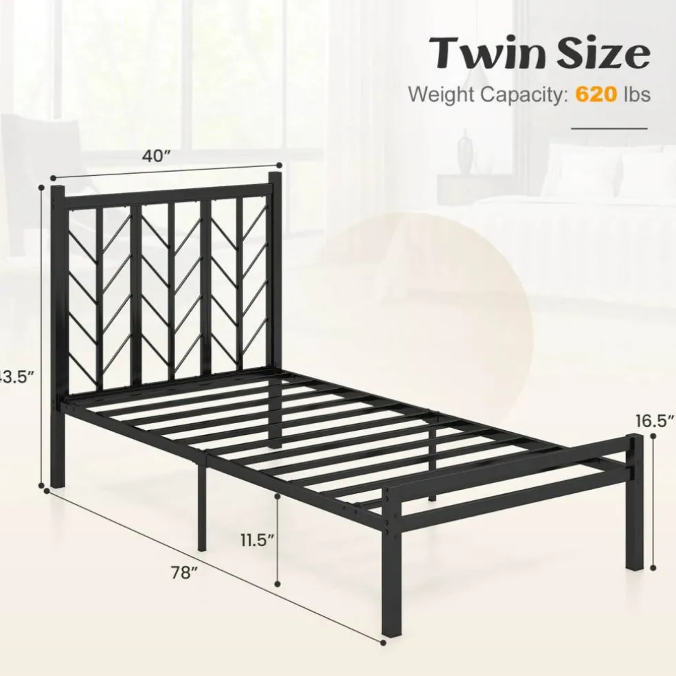 Costway Twin/Full/Queen Size Platform Bed with Headboard 11.5" Under Bed Storage Easy Assembly