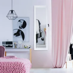 Costway Wall Door Mounted Mirror Jewelry Cabinet Organizer w/LED Light