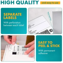 100 Count Direct Thermal Fanfold Adhesive Shipping Labels 4x6 Inch