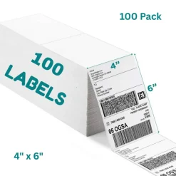 100 Count Fanfold Direct Thermal White Adhesive Perforated Shipping Labels 4
