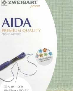 18-Count Light Green Precut Fein-Aida Cross Stitch Fabric by Zweigart 3793/611