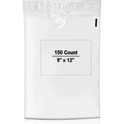 150 Count Resealable Clear Poly Bags Measures 9 x 12 Inches