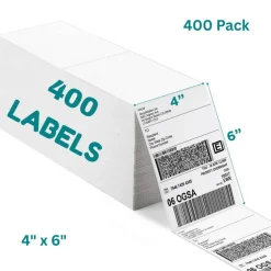 400 Count White Fanfold Shipping Labels Packages 4x6 Inches