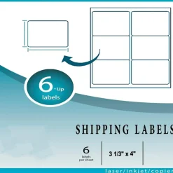 400 Count White 6 Up Shipping Labels 3 1/3