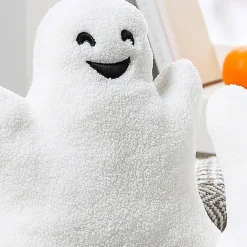 Cozy Halloween Fuzzy Polyester Ghost Pillow Set for Festive Home Decor