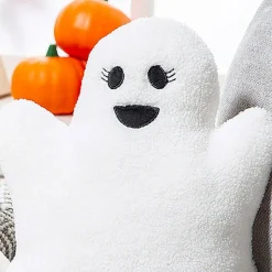 Cozy Halloween Fuzzy Polyester Ghost Pillow Set for Festive Home Decor