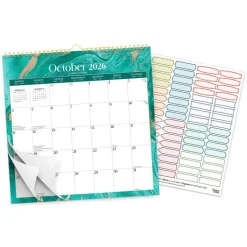 Crackled Blush | 2027 12 x 12 Inch (Hanging) 18 Months Monthly Square Wire-O Calendar | Sticker Sheet | July 2026 - December 2027 | Plato | Planning Stationery