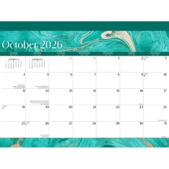 Crackled Blush | 2027 14 x 10 Inch 18 Months Monthly Desk Pad Calendar | July 2026 - December 2027 | Sticker Sheet | Plato | Planning Stationery