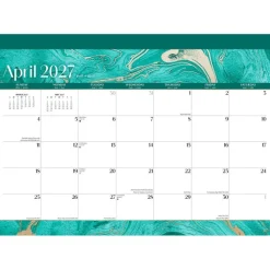 Crackled Blush | 2027 14 x 10 Inch 18 Months Monthly Desk Pad Calendar | July 2026 - December 2027 | Sticker Sheet | Plato | Planning Stationery