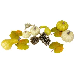 Crackled & Glittered Fall Pumpkin, Gourd, Berry & Pinecone Decoration Set