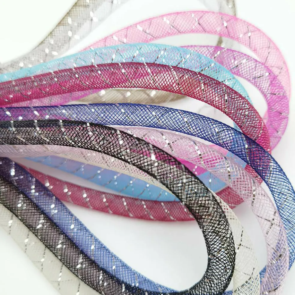 Craft Assorted 13 Colors 26Yards Solid Mesh Tube Deco Flex for Wreaths Crafts (Mix, 3/8"(8mm))