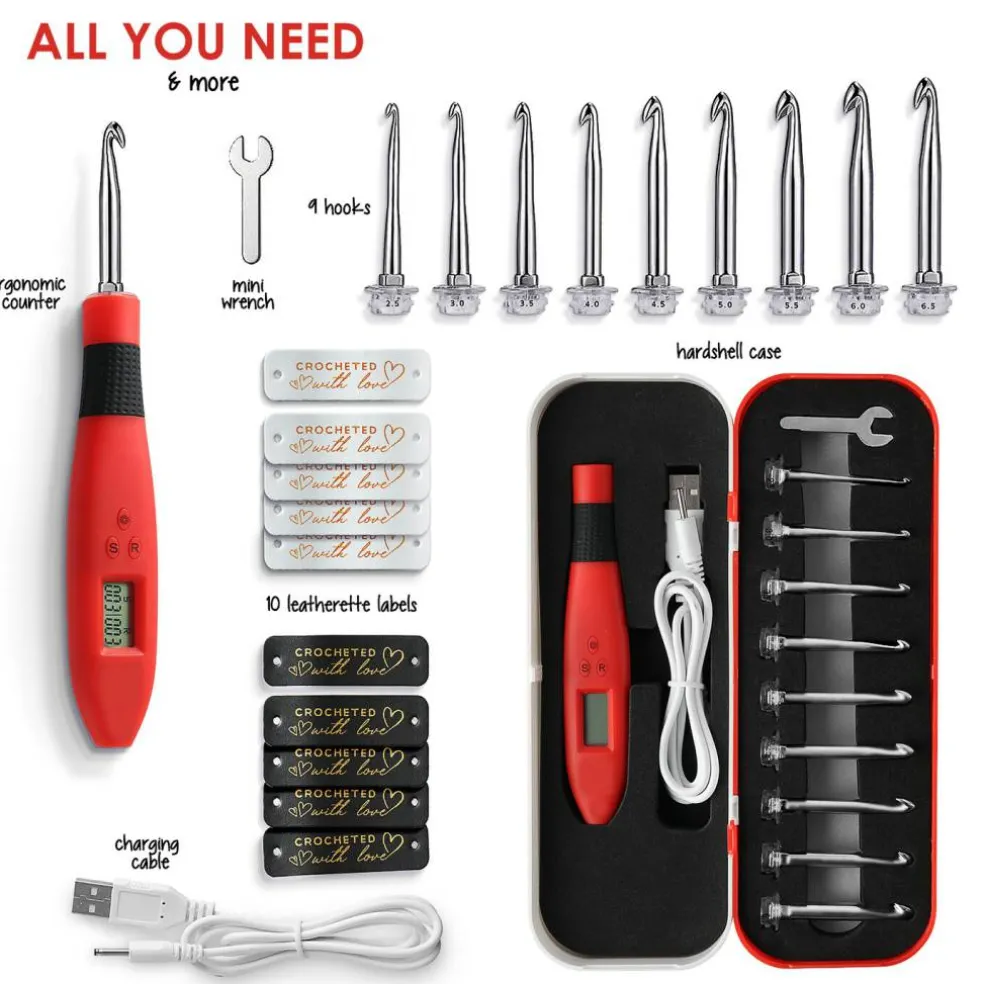 CraftBud Digital Counting Crochet Hook Set