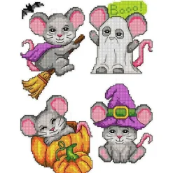 Crafting Spark Halloween Mouses Plastic Canvas Counted Cross Stitch Kit