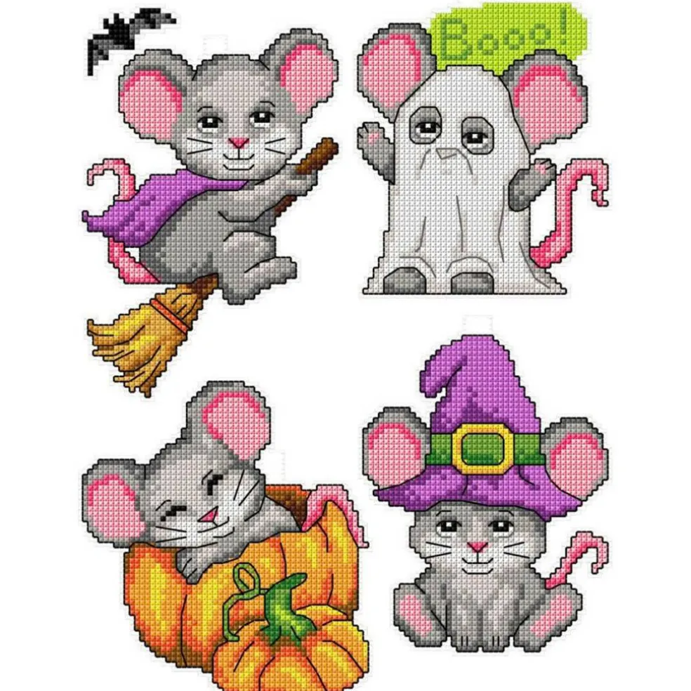 Crafting Spark Halloween Mouses Plastic Canvas Counted Cross Stitch Kit