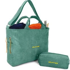 CRAFTISS Crochet Bag Yarn Storage - Christmas Gift - Durable Corduroy Yarn Bag for Crochet Accessories - Organizer with Knitting Accessories Case