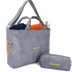 CRAFTISS Crochet Bag Yarn Storage - Christmas Gift - Durable Corduroy Yarn Bag for Crochet Accessories - Organizer with Knitting Accessories Case