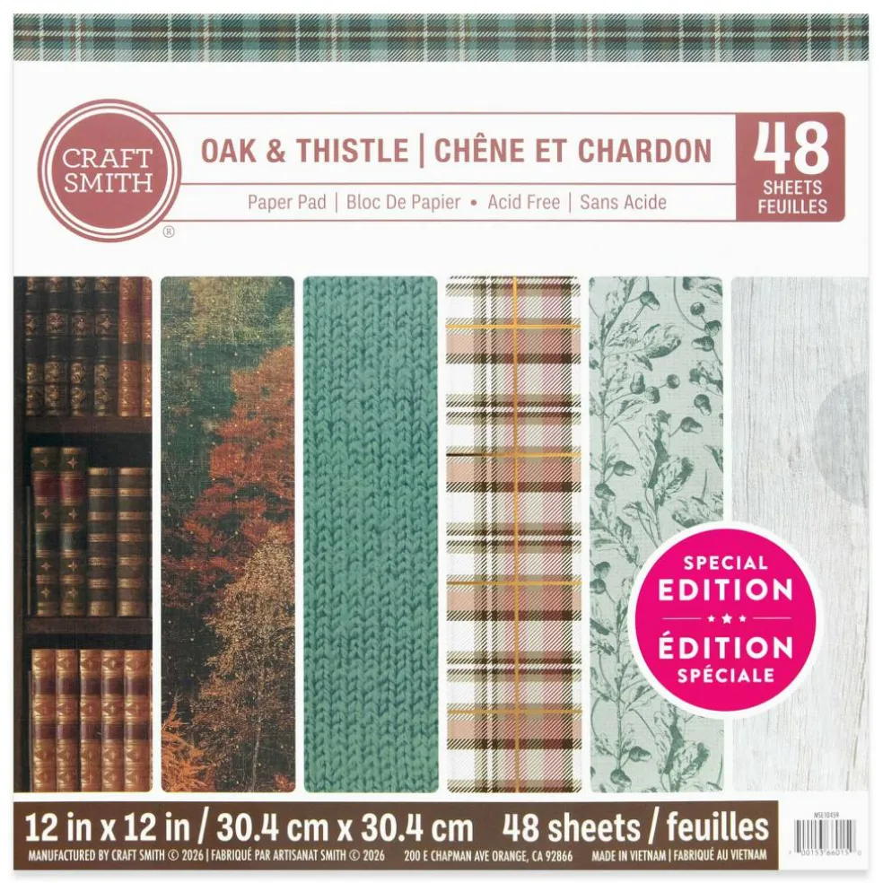 Craft Smith 12" x 12" Oak & Thistle Paper Pad, 48 Sheets