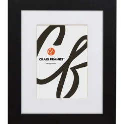 Craig Frames Bauhaus Mystic Satin Black Picture Frame with Mat