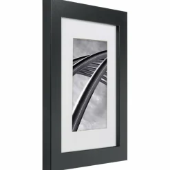 Craig Frames Bauhaus Mystic Satin Black Picture Frame with Mat