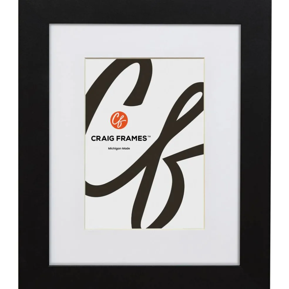 Craig Frames Bauhaus Mystic Satin Black Picture Frame with Mat