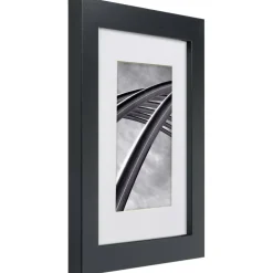 Craig Frames Bauhaus Mystic Satin Black Picture Frame with Mat