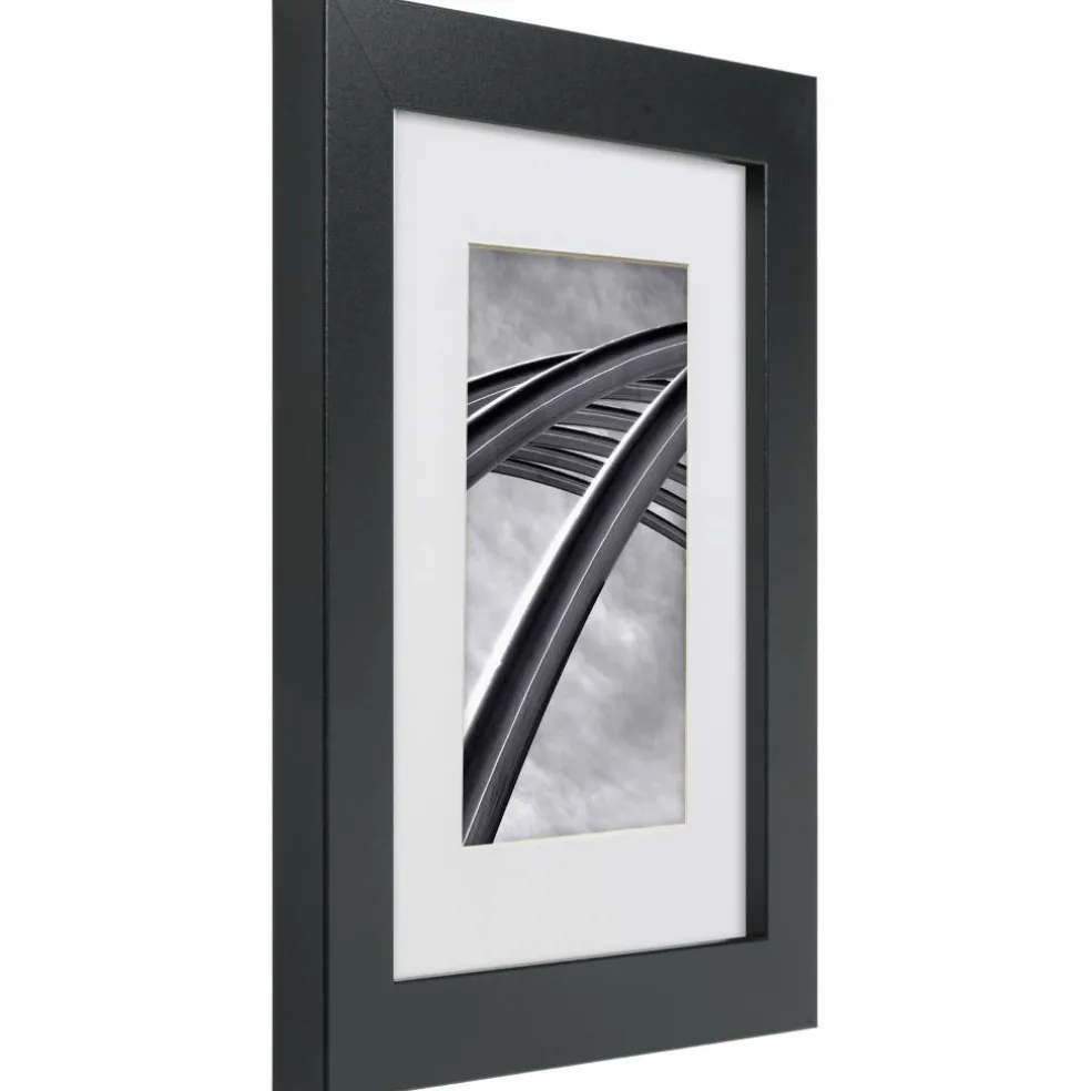 Craig Frames Bauhaus Mystic Satin Black Picture Frame with Mat