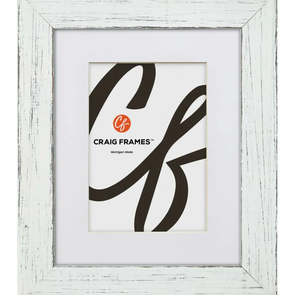 Craig Frames Jasper Marshmallow Weathered White Picture Frame with Mat