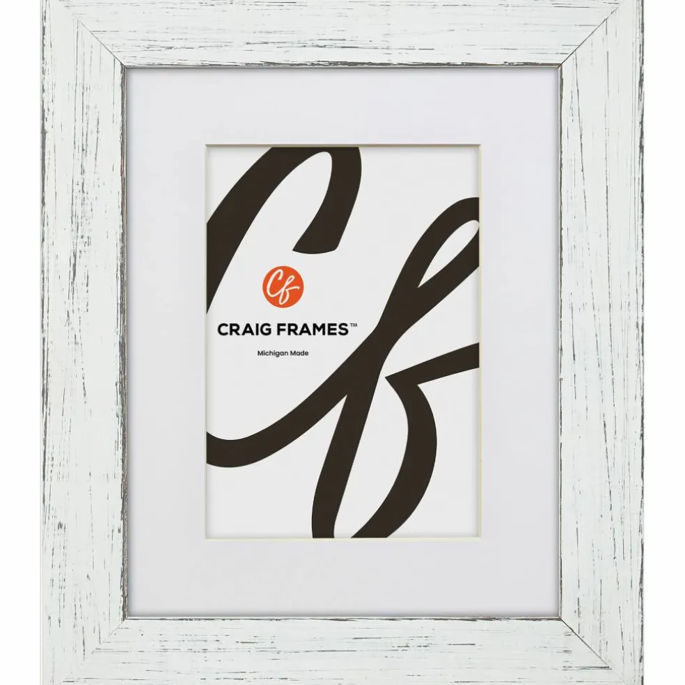 Craig Frames Jasper Marshmallow Weathered White Picture Frame with Mat