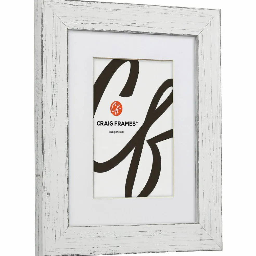 Craig Frames Jasper Marshmallow Weathered White Picture Frame with Mat