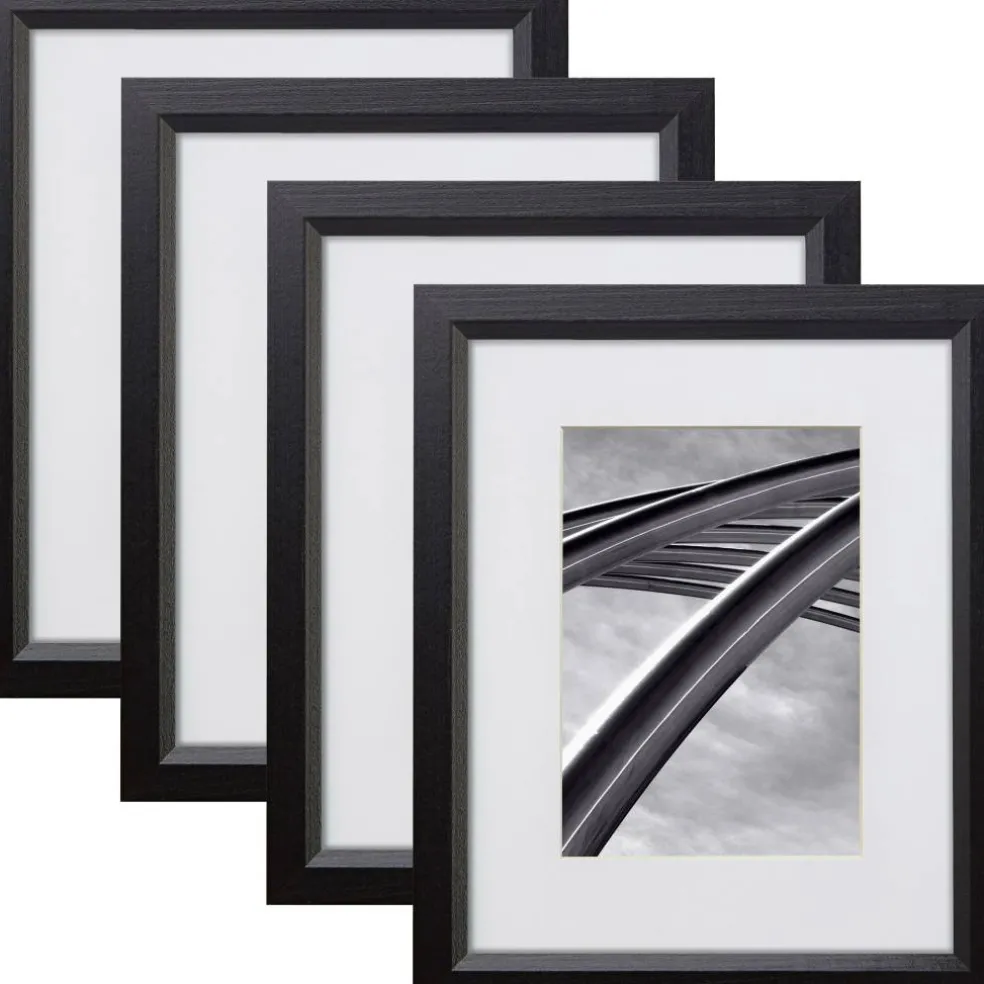 Craig Frames 4 Pack Economy Ebony Hardwood Picture Frame with Mat