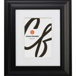 Craig Frames Upscale Satin Black Picture Frame with Mat