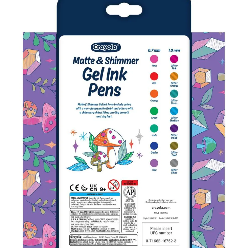 Crayola® matte & shimmer gel ink markers, 14ct.