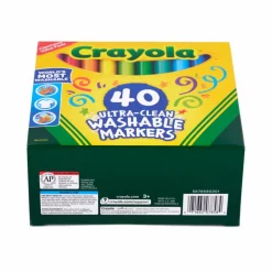 Crayola Ultra Clean Washable Classic Colors Broad Line Markers, 40ct.