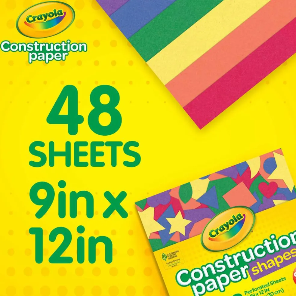 Crayola® 9" x 12" Multicolor Construction Paper Shapes Packs, 3ct.