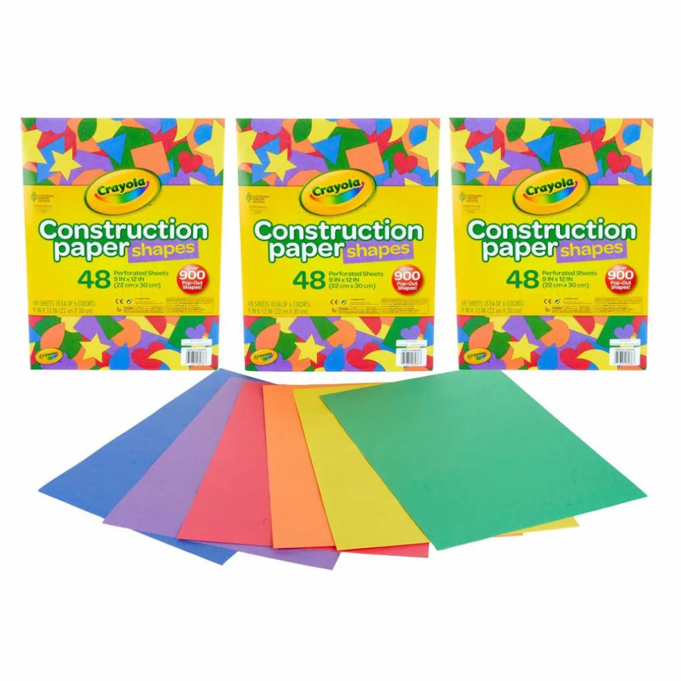 Crayola® 9" x 12" Multicolor Construction Paper Shapes Packs, 3ct.
