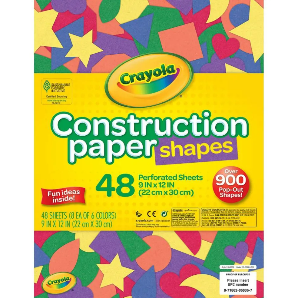 Crayola® 9" x 12" Multicolor Construction Paper Shapes Packs, 3ct.