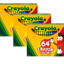 Crayons, Regular Size, 64 Per Box, 3 Boxes