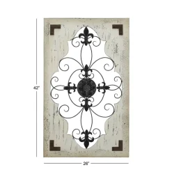 Cream & Brown French Wood & Metal Wall Décor