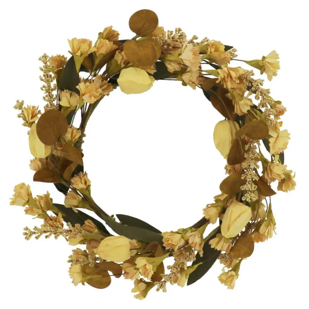 12" Cream & Brown Wildflower Mix Mini Wreath by Ashland®